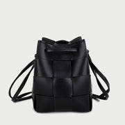 Woven PU leather bucket bag (2-in-1 set)