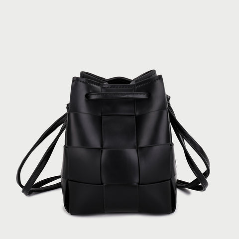 Woven PU leather bucket bag (2-in-1 set)