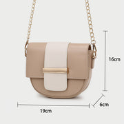 Metal bar colourblock flap PU leather crossbody bag