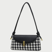 Metal clasp flap knotted strap PU leather shoulder bag