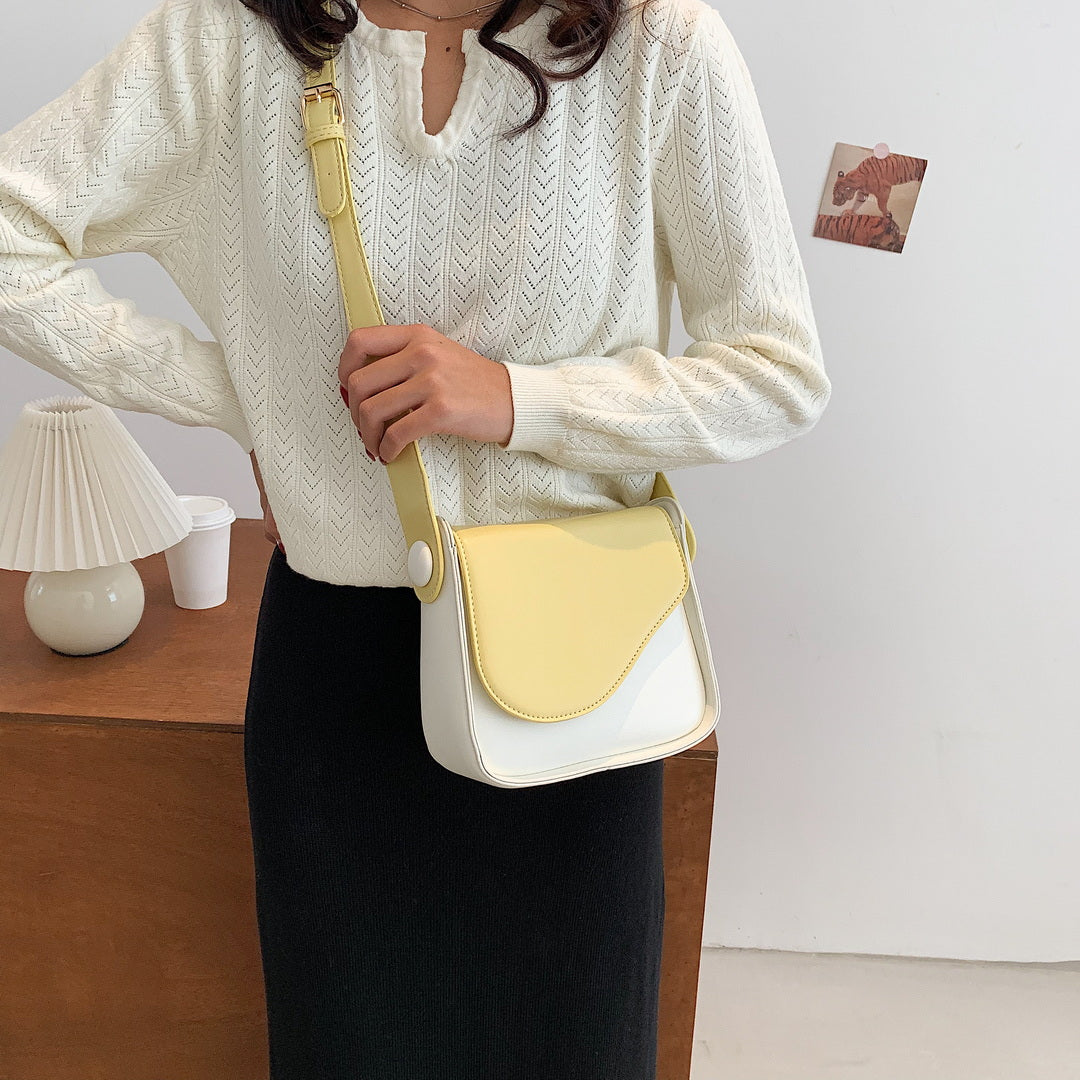 Asymmetric curve flap PU leather crossbody bag