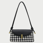 Metal clasp flap knotted strap PU leather shoulder bag
