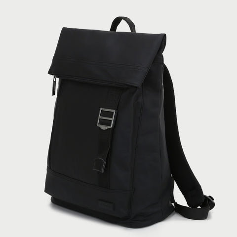 Zip buckle strap flap top unisex nylon backpack