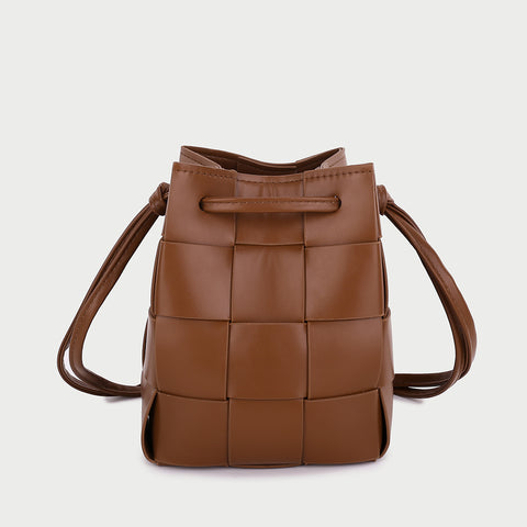 Woven PU leather bucket bag (2-in-1 set)