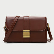 Metal pushlock strap style flapover PU leather crossbody bag