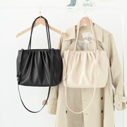 Ruched PU leather tote