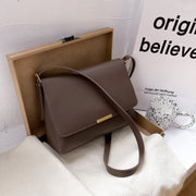 Metal hardware flap style PU leather crossbody bag