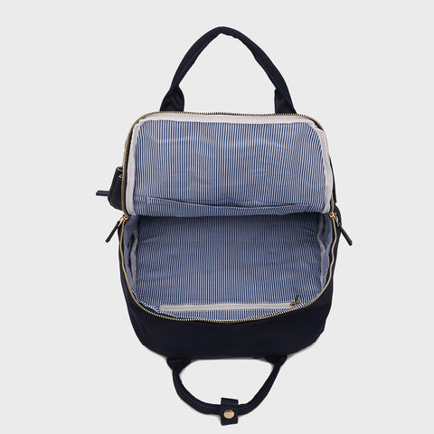 Top handle zip compartment minimalistic unisex nylon backpack