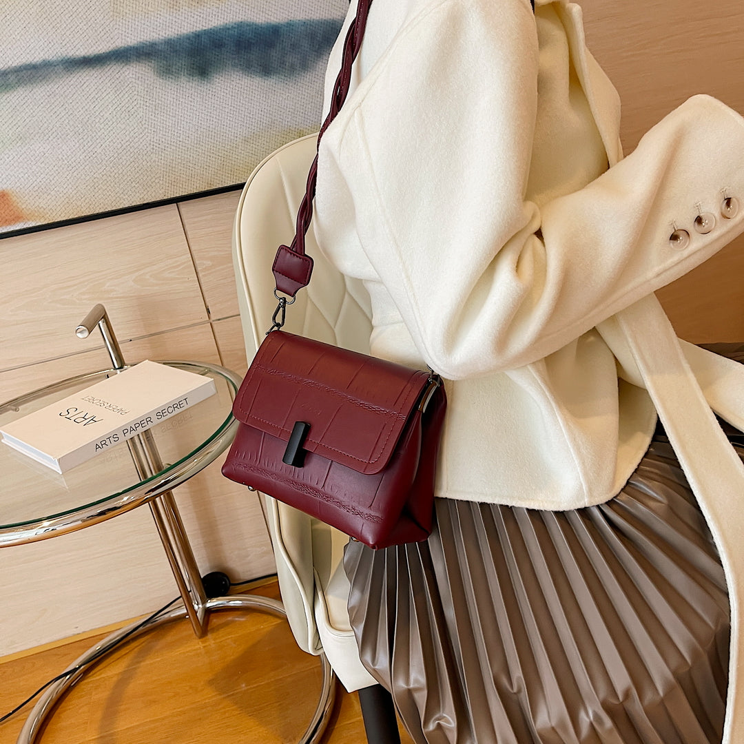 Twist handle croc-effect PU leather shoulder bag