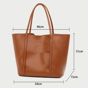 Minimalistic front pocket PU leather tote bag (2-in-1 set)