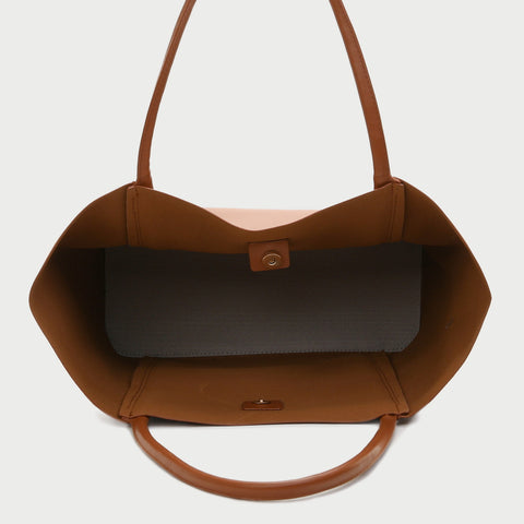 Minimalistic front pocket PU leather tote bag (2-in-1 set)