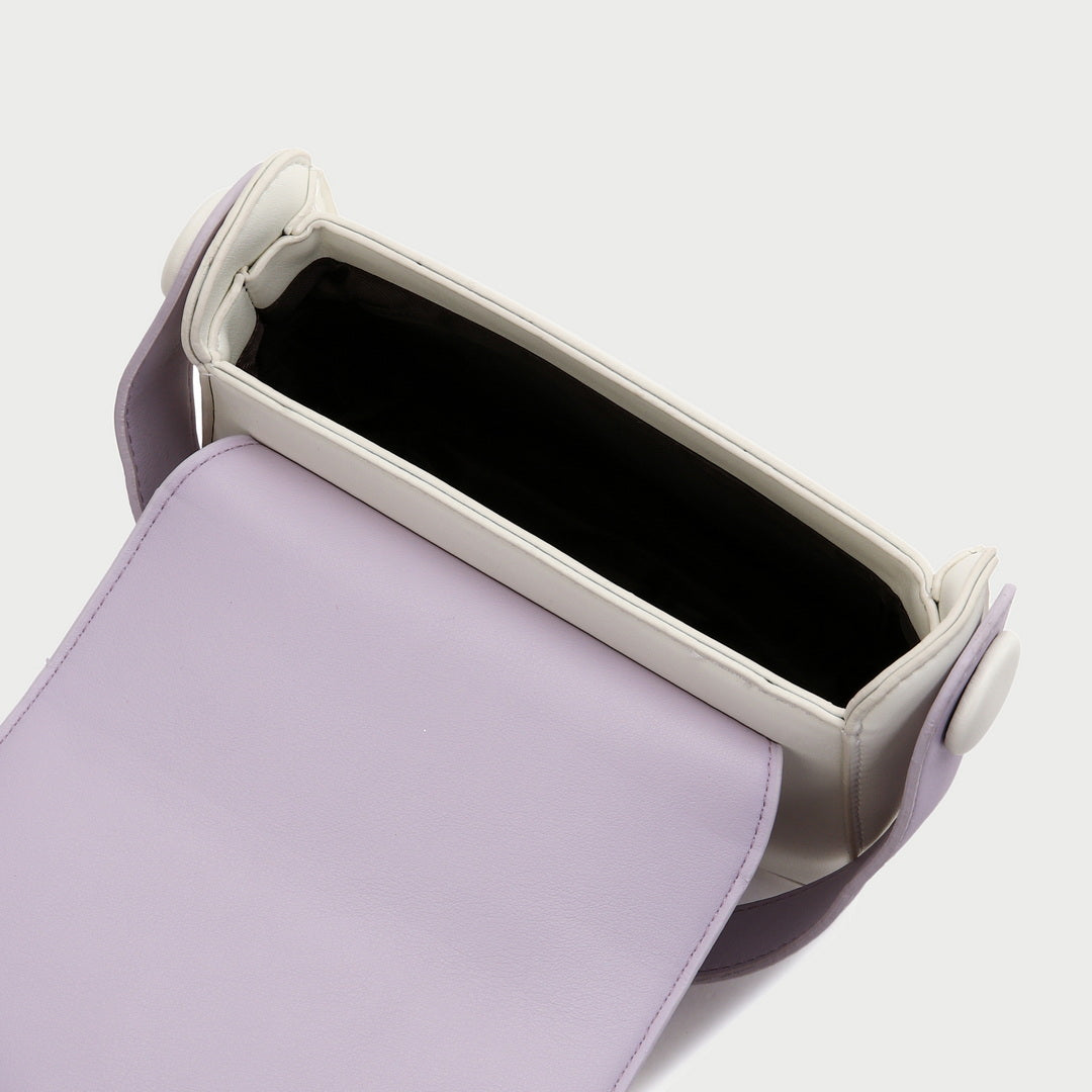 Asymmetric curve flap PU leather crossbody bag