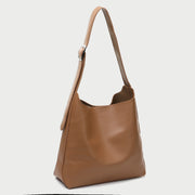 Minimalistic style adjustable shoulder strap PU leather bucket bag