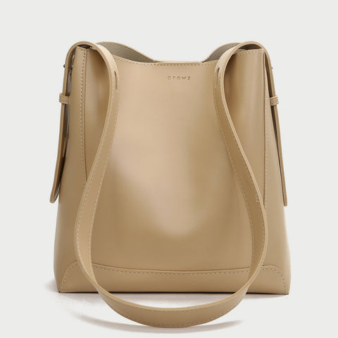Minimalistic smooth PU leather bucket bag (2-in-1 set)