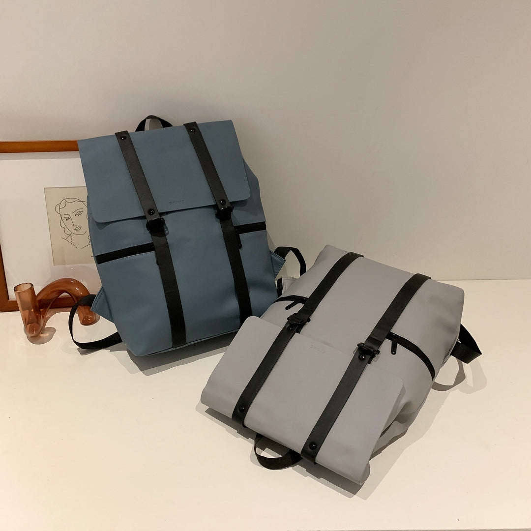 bucket strap and zip detail unisex PU leather backpack