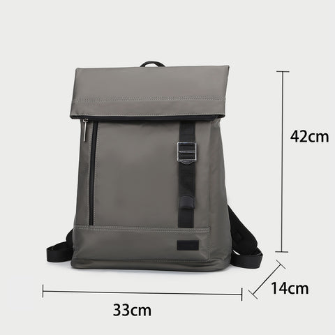 Zip buckle strap flap top unisex nylon backpack