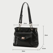 Envelope style front pocket PU leather shoulder bag