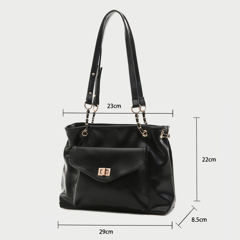 Envelope style front pocket PU leather shoulder bag