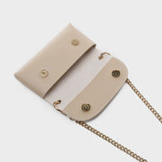 Chain handle flapover slim PU leather crossbody bag
