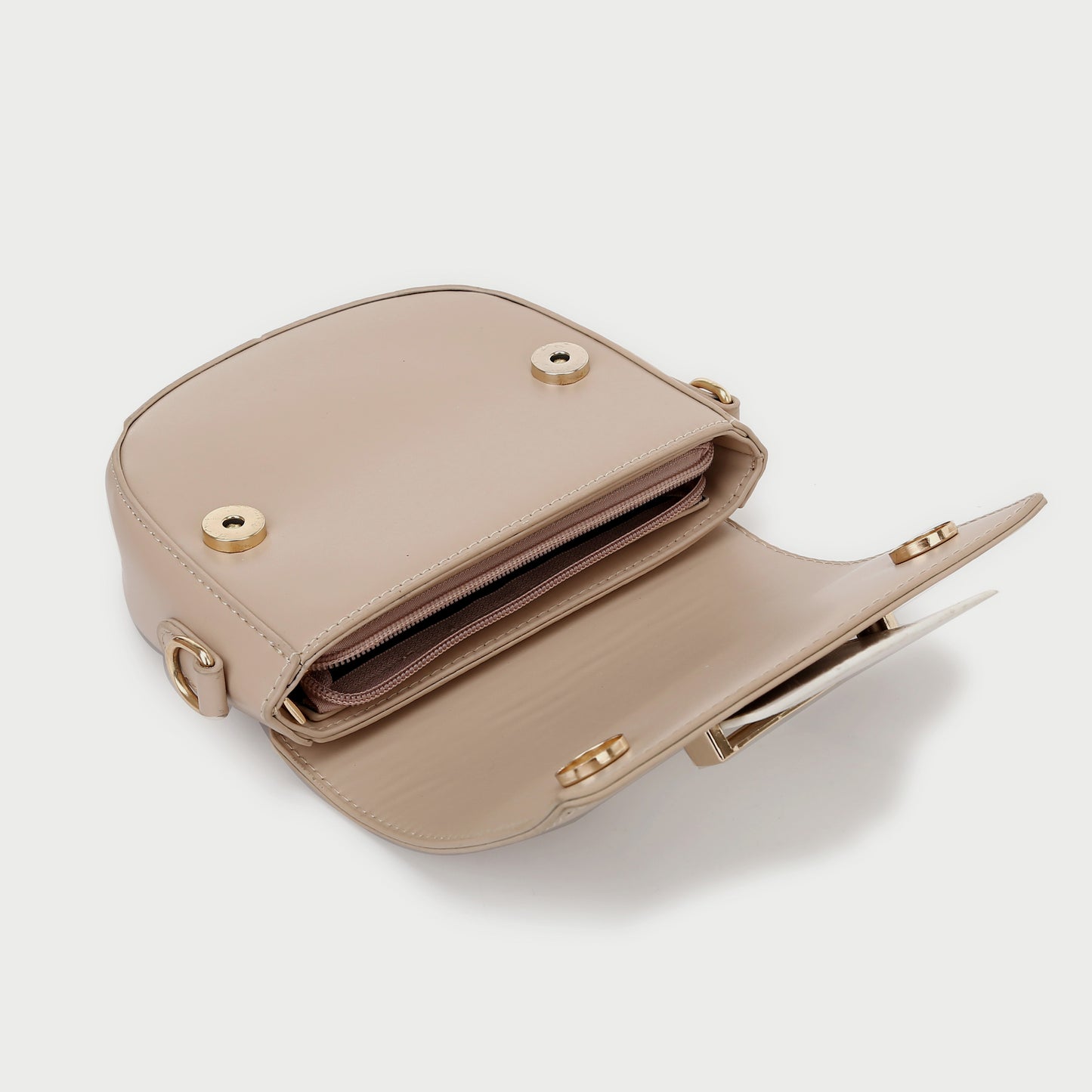 Metal bar colourblock flap PU leather crossbody bag