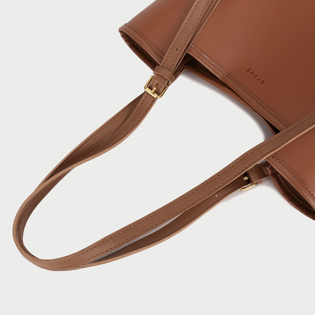 Sculptural PU leather shoulder bag (2-in-1 set)