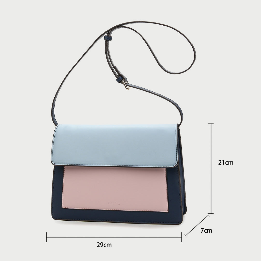 Colourblock classic flap-style PU leather crossbody bag
