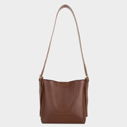 Double-strap detail shoulder strap PU leather bucket bag (2-in-1)