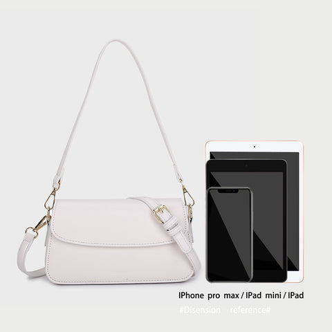 Minimalistic flap-style PU leather shoulder bag (With an extra strap)