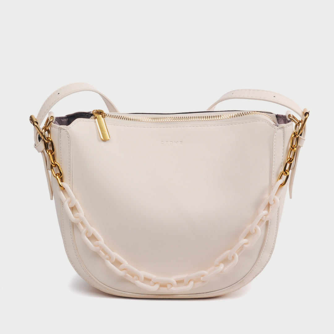 Chain handle PU leather crossbody bag