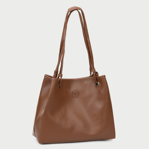Roomy soft PU leather shoulder bag (2-in-1 style)