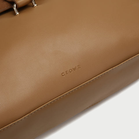 Suede-effect flap style PU leather tote bag