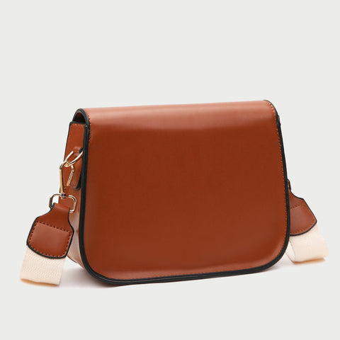 Minimalistic flap-style PU leather crossbody bag (With an optional strap)
