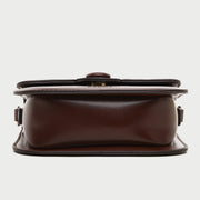 Button detail streamlined flapover PU leather crossbody bag