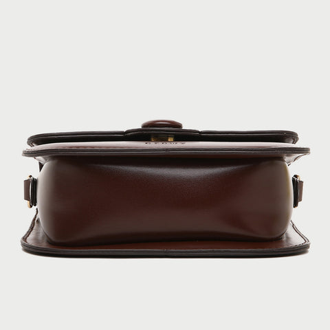 Button detail streamlined flapover PU leather crossbody bag