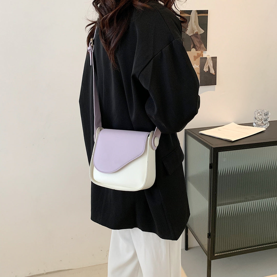 Asymmetric curve flap PU leather crossbody bag