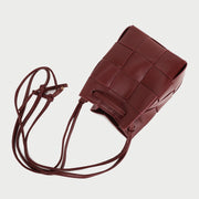 Woven PU leather bucket bag (2-in-1 set)
