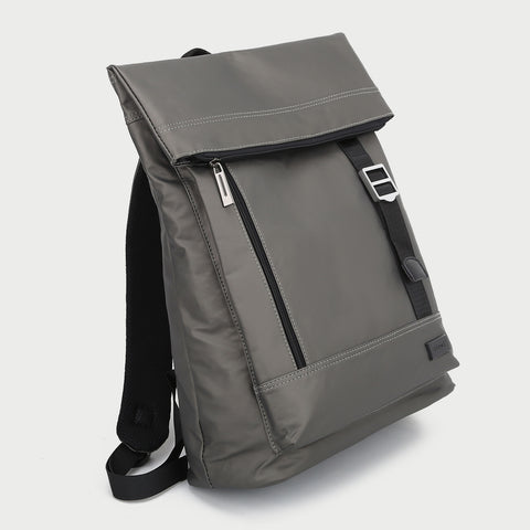 Zip buckle strap flap top unisex nylon backpack