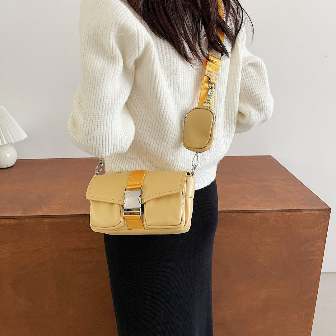 Metal buckle strap mini pouch accessory PU leather crossbody bag