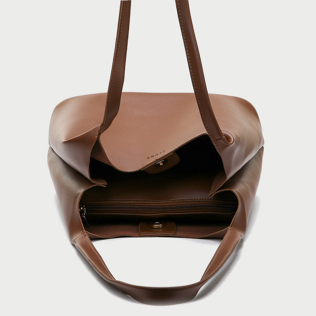 Minimalistic style PU leather shoulder bag (2-in-1 set)