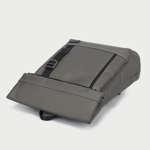 Zip buckle strap flap top unisex nylon backpack