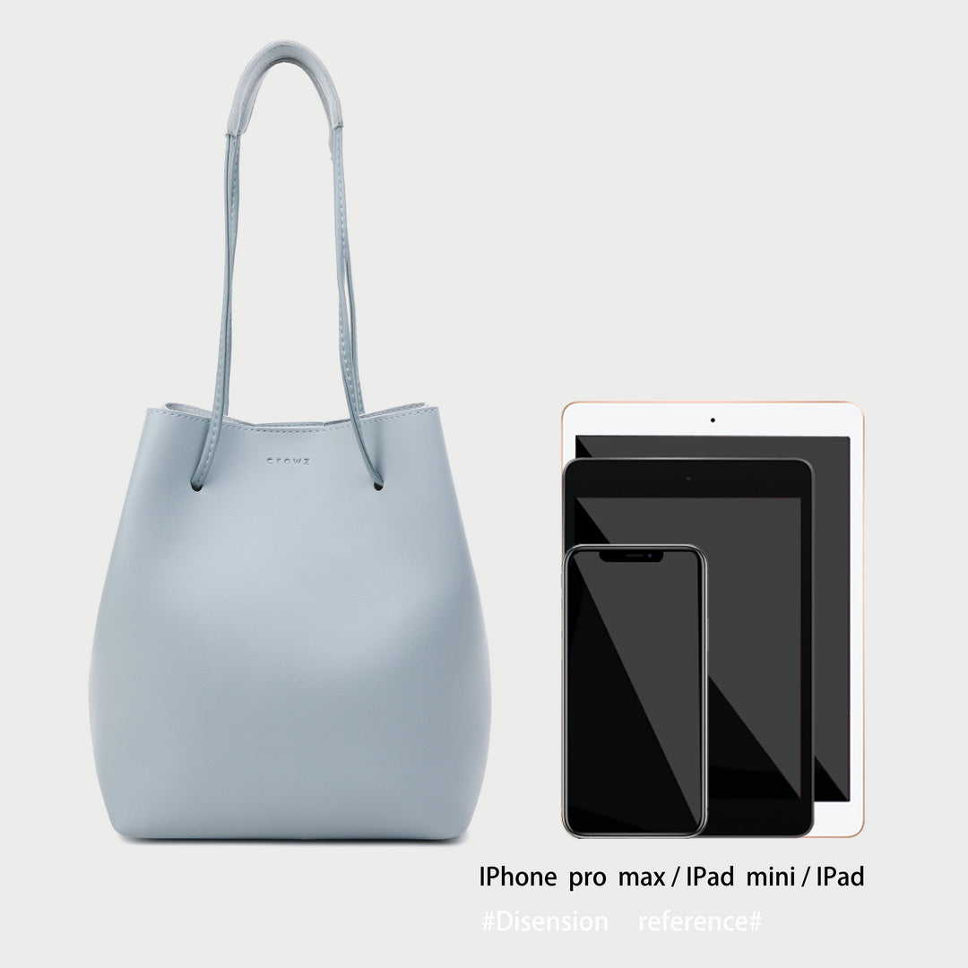 Modern minimalistic smooth PU leather bucket bag