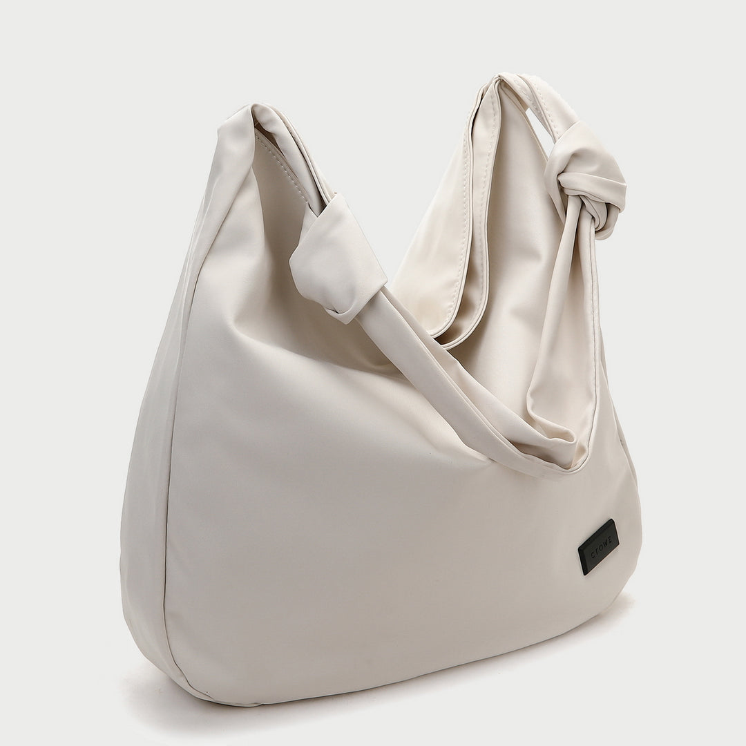Knotted strap roomy canvas hobo bag