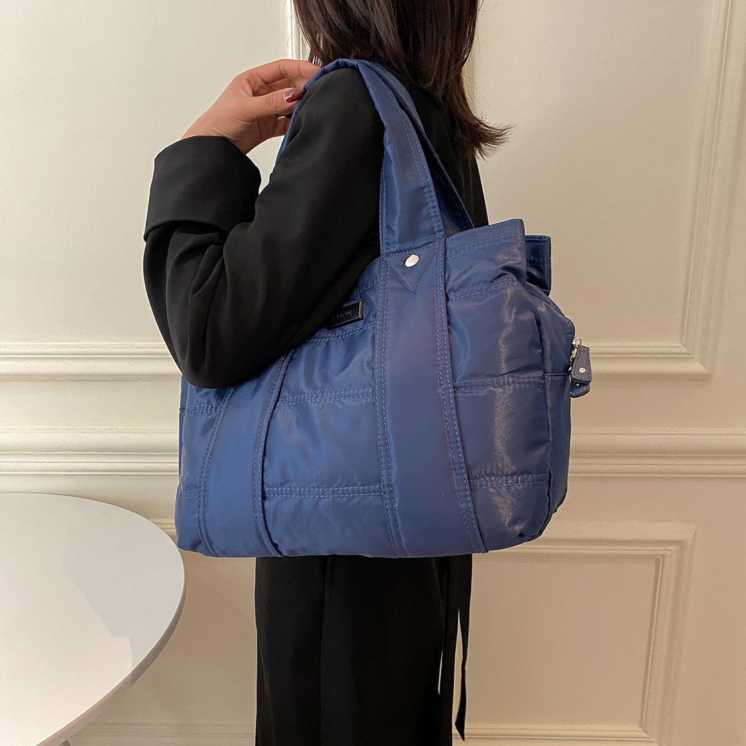 Multiple compartment lightweight quilted nylon handbag (Large)