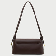 Metal clasp flap knotted strap PU leather shoulder bag