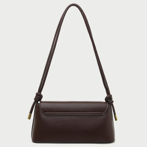 Metal clasp flap knotted strap PU leather shoulder bag