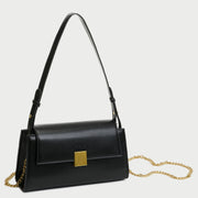 Square metal detail flap style chain strap PU Leather bag