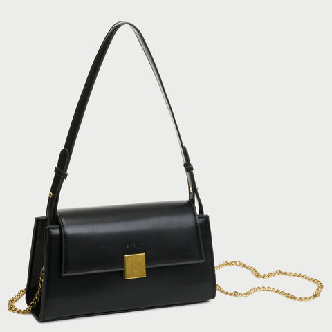 Square metal detail flap style chain strap PU Leather bag