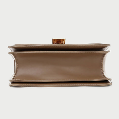 Metal clasp flap front PU leather crossbody bag