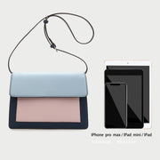 Colourblock classic flap-style PU leather crossbody bag
