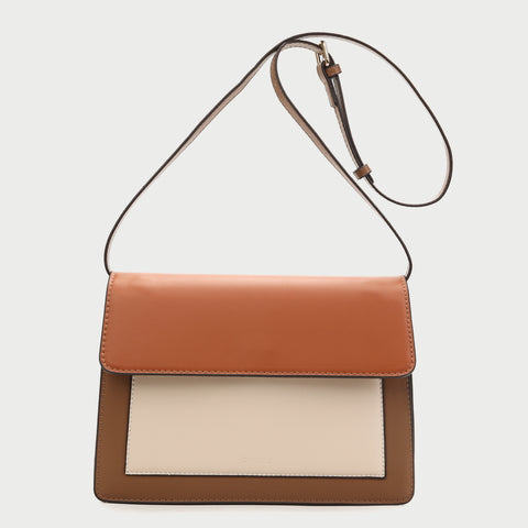 Colourblock classic flap-style PU leather crossbody bag